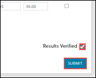 Results Verified check-box and Submit button